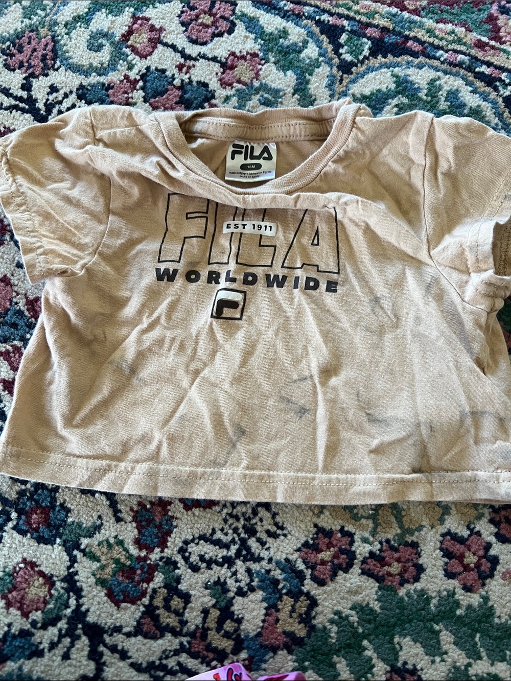 FILA Tan Graphic Worldwide Logo Short Sleeve Tee